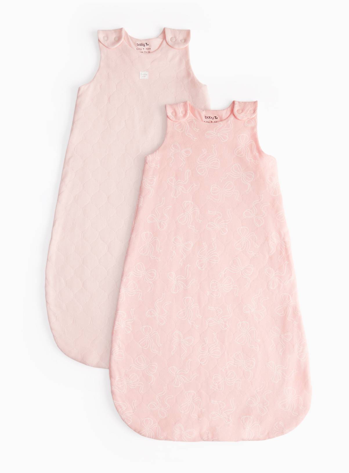 Pink Bow Print 1.5 Tog Sleeping Bags 2 Pack 12-18 months - Image 1